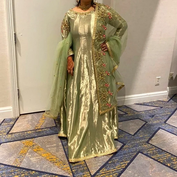 Custom Dresses | Mint Green Desi Maxi Dress | Color: Gold/Green | Size: L | Hamughal's Closet